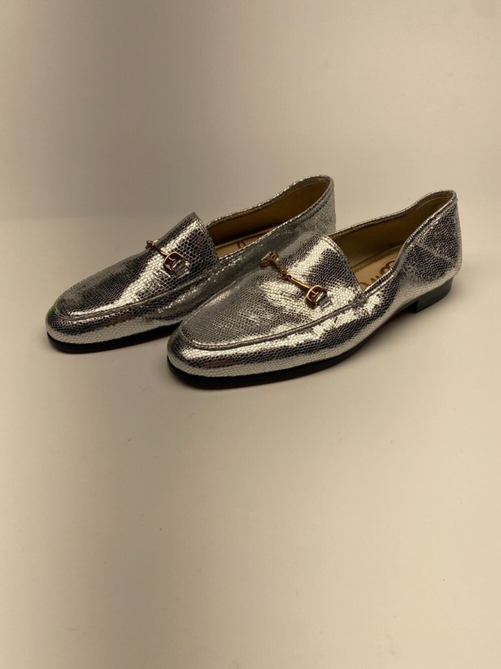 Sam Edelman Women Loraine Metallic Silver Loafers Sz 6.5